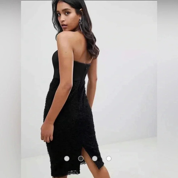 💥HOST PICKx2💥 ASOS Design Scuba Bandeau Black Floral Lace Midi Dress Size 6 - Picture 3 of 15